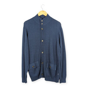 Five Four Men's Navy Blue High Neck Casual Cardigan Sweater Size‎ XL